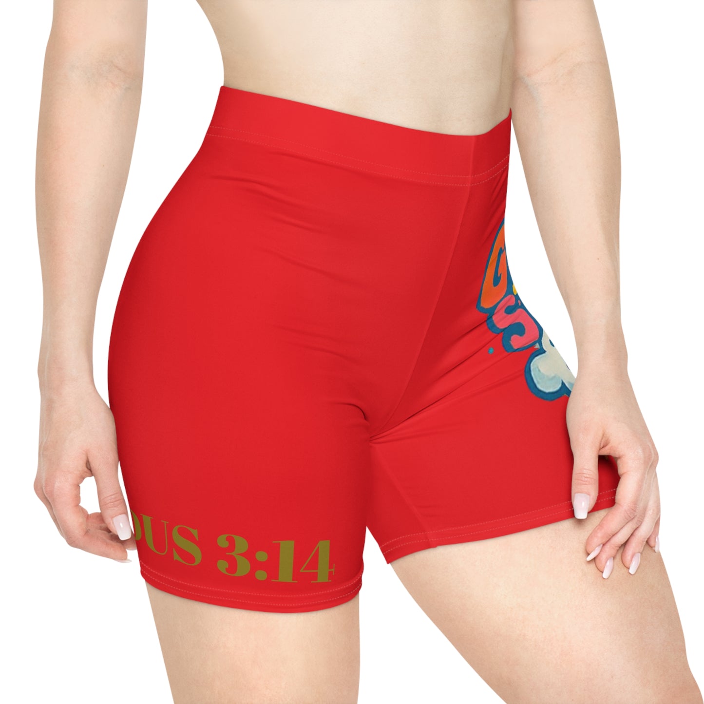 Styled to Storm Brightly Colored Women’s Biker Shorts with Inspirational Designs - Summer Fitness, Casual Wear, Gym, Beach, Spirituality