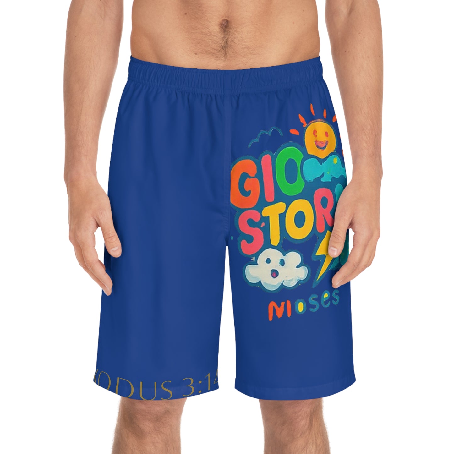 Copy of Styled to Storm Men's Board Shorts with Fun Design, Summer Swim Shorts, Beachwear, Casual Shorts, Gift for Him, Vibrant Swim Trunks, Exodus 3:14