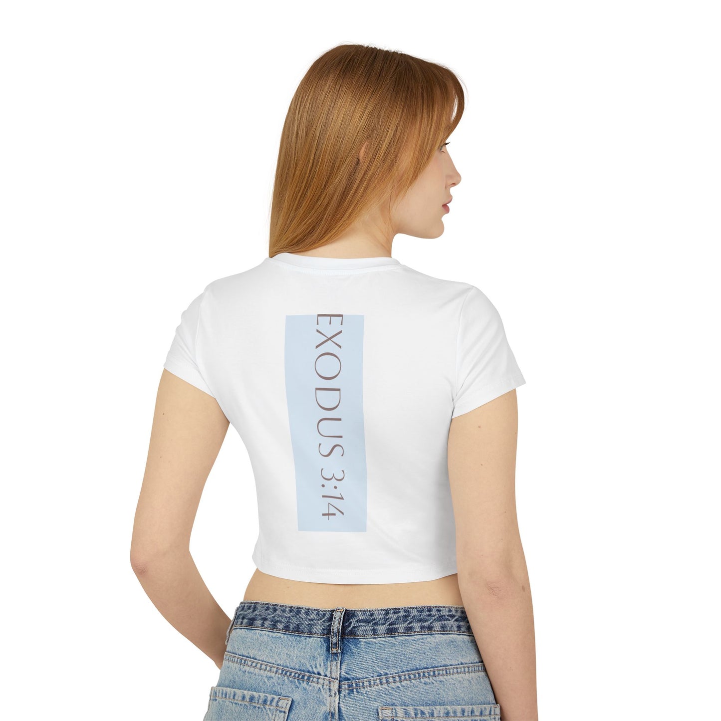 I AM WHO I AM Moses Women's Baby Tee with Inspirational Moses Design - Faith Tee, Christian Apparel, Exodus 3:14 Shirt, Casual Top, Gift for Believers