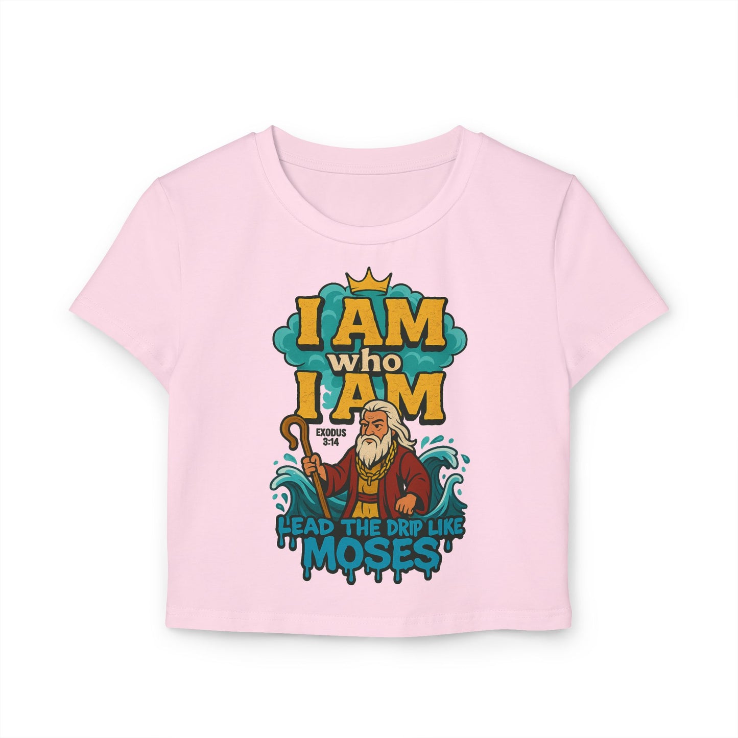 I AM WHO I AM Moses Women's Baby Tee with Inspirational Moses Design - Faith Tee, Christian Apparel, Exodus 3:14 Shirt, Casual Top, Gift for Believers