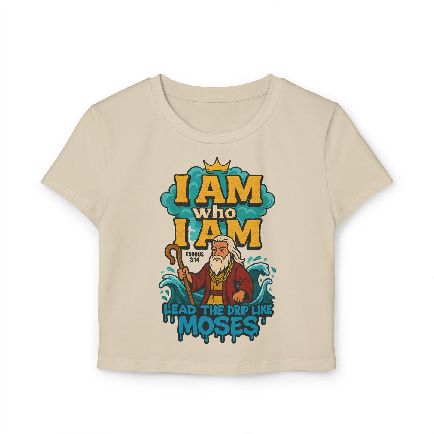 I AM WHO I AM Moses Women's Baby Tee with Inspirational Moses Design - Faith Tee, Christian Apparel, Exodus 3:14 Shirt, Casual Top, Gift for Believers