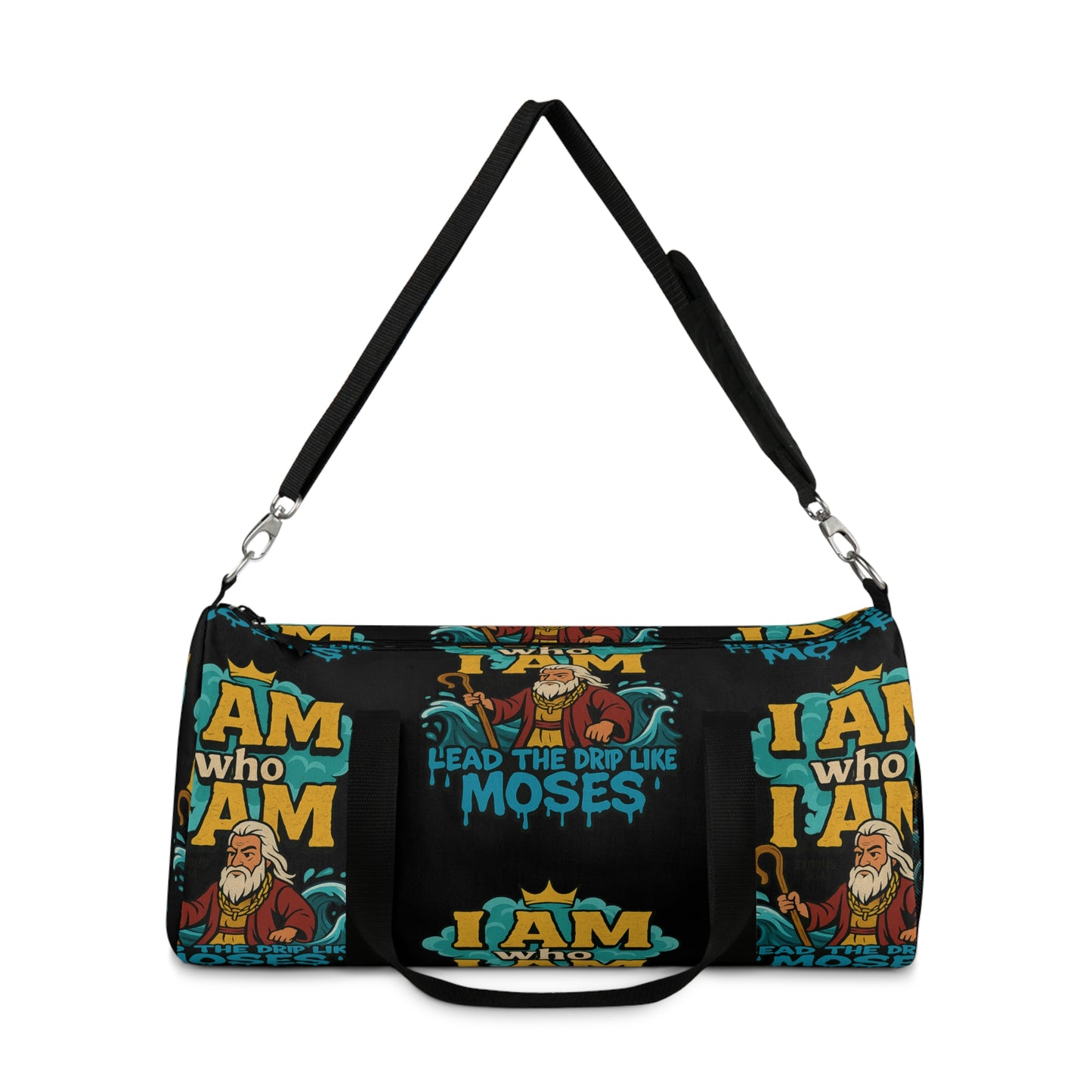 Copy of Vibrant Duffel Bag with Inspirational Moses Design, Gym Bag, Travel Bag, Bible Verse Gift, Stylish Weekender Bag