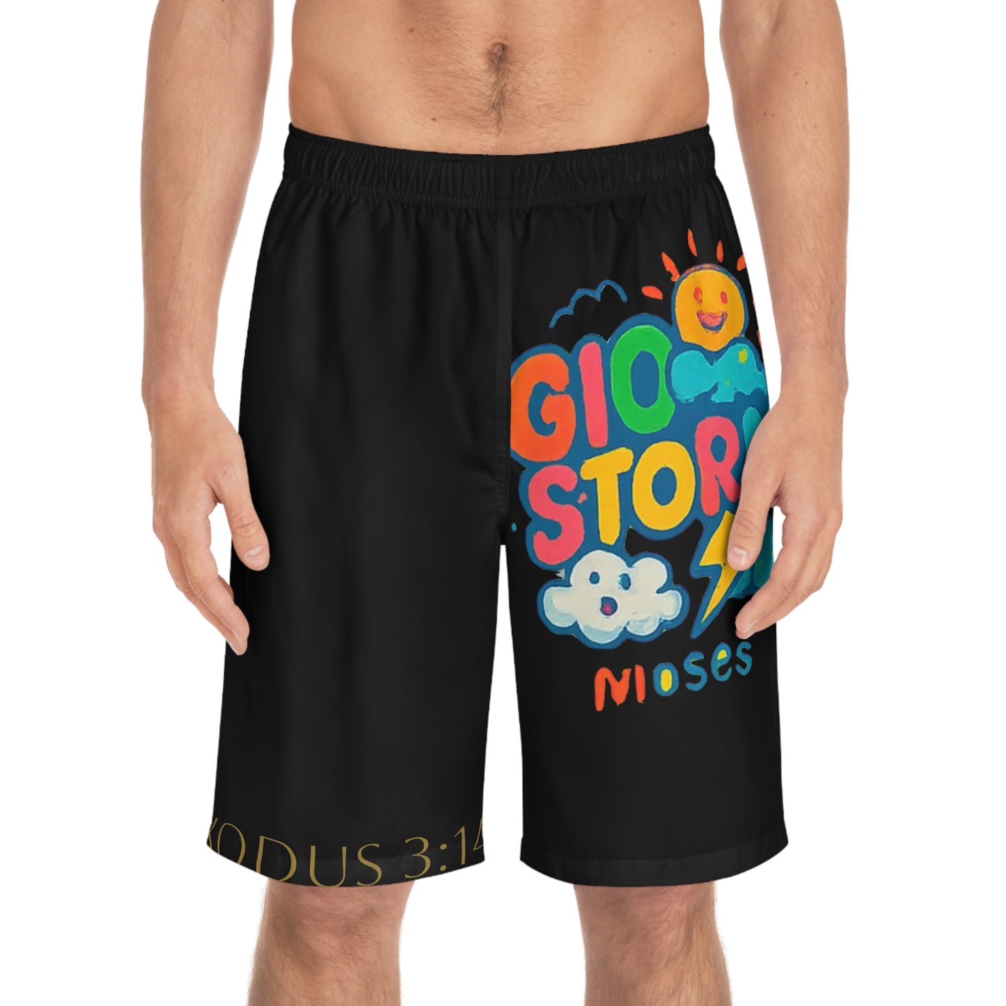 Copy of Styled to Storm Men's Board Shorts with Fun Design, Summer Swim Shorts, Beachwear, Casual Shorts, Gift for Him, Vibrant Swim Trunks, Exodus 3:14