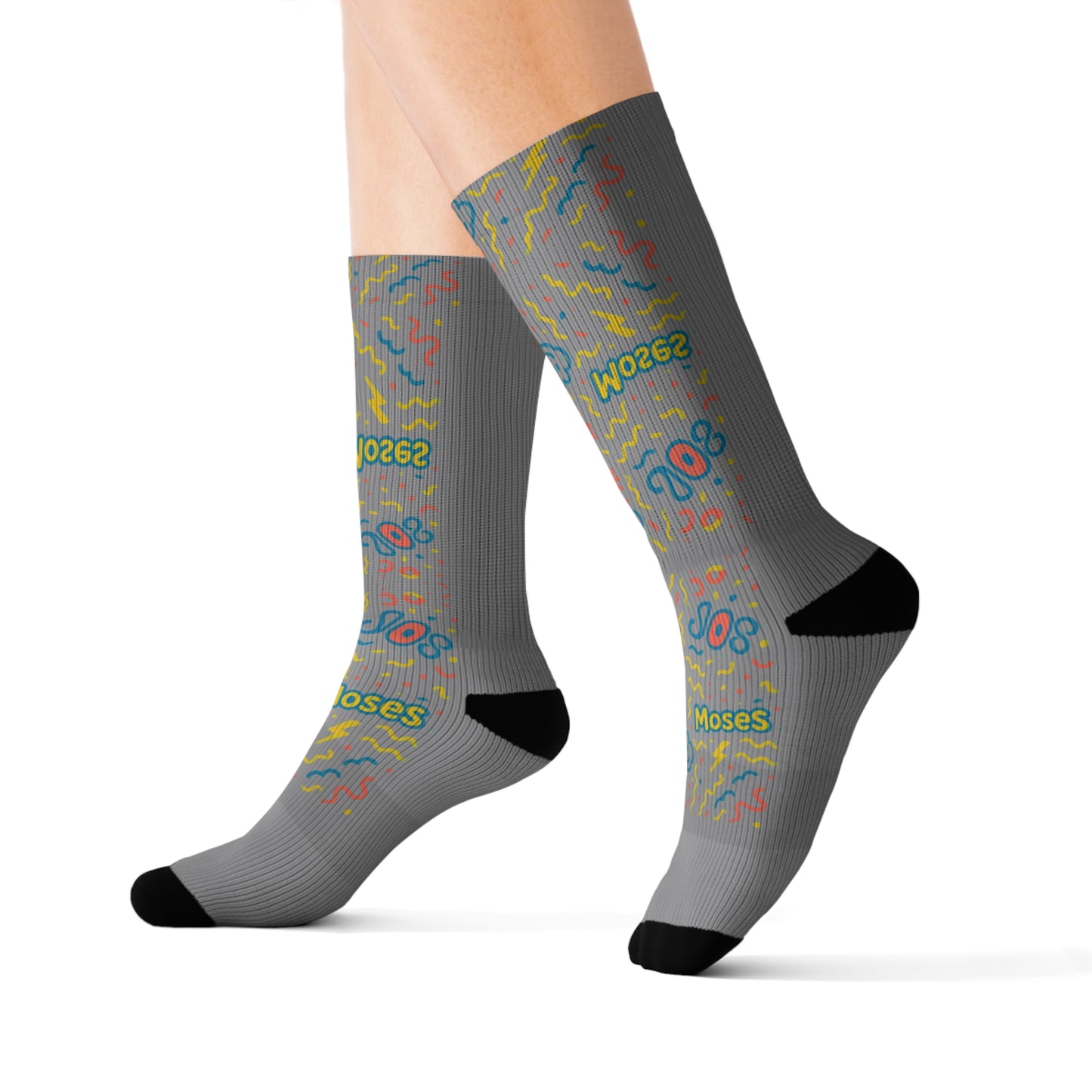 MOSESRetro 80s Sublimation Socks, Funky Fashion Socks, Gift for Music Lovers, Colorful Crew Socks, Artistic Casual Footwear, Unique Style [...]