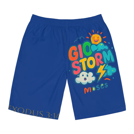 Copy of Styled to Storm Men's Board Shorts with Fun Design, Summer Swim Shorts, Beachwear, Casual Shorts, Gift for Him, Vibrant Swim Trunks, Exodus 3:14