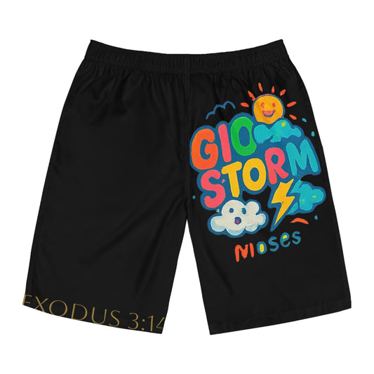 Copy of Styled to Storm Men's Board Shorts with Fun Design, Summer Swim Shorts, Beachwear, Casual Shorts, Gift for Him, Vibrant Swim Trunks, Exodus 3:14
